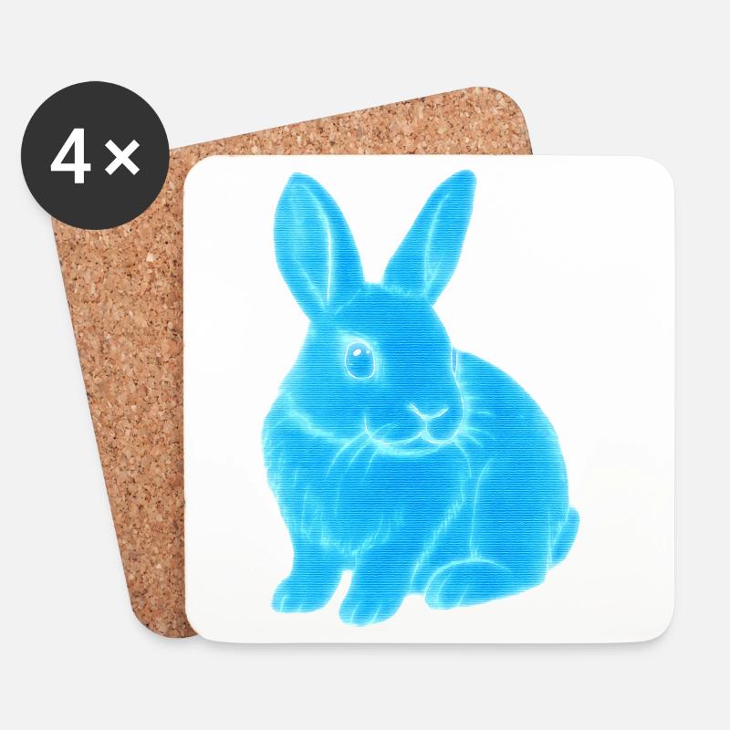 Neonhase Blauleuchten - Untersetzer (4er-Set) - Weiß