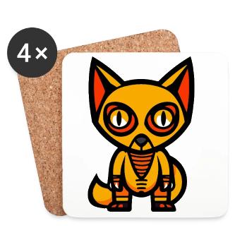 Renard Halloween Bande Dessinée Drôle - Dessous de verre (lot de 4) - blanc - Devant
