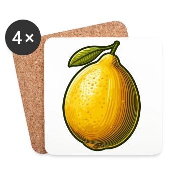 Citron graphique rétro vibrant - Dessous de verre (lot de 4) - blanc - Devant