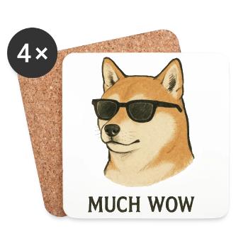 Shiba Inu Hund - Viel Wow! - Untersetzer (4er-Set) - Weiß - Vorne
