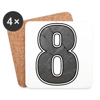 Weathered Eight Metal Texture - Coasters (set of 4) - white - Front
