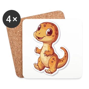 Dinosaurier - Untersetzer (4er-Set) - Weiß - Vorne