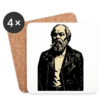 Sokrates, Antikrates, Griechenland, Philosoph, Noir, Porträt - Untersetzer (4er-Set) - Weiß - Vorne