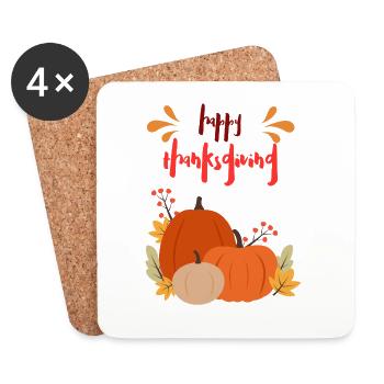 Thanksgiving Fall Pumpkin Scene - Coasters (set of 4) - white - Front