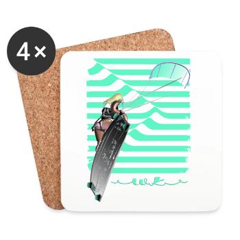 Windsurf Diva Neonsee - Untersetzer (4er-Set) - Weiß - Vorne