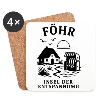 Föhr Insel der Entspannung Nordsee - Untersetzer (4er-Set) - Weiß - Vorne