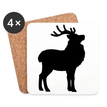 Silhouette de cerf – Motif d’hiver et de Noël - Dessous de verre (lot de 4) - blanc - Devant
