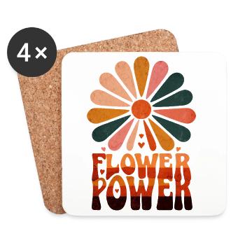 Flower Power Retro Sunrise - Coasters (set of 4) - white - Front
