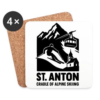Ski à St Anton - Dessous de verre (lot de 4) - blanc - Devant
