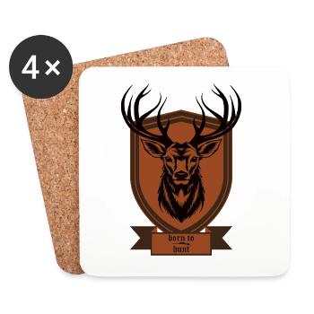 Chasseur de cerf - Dessous de verre (lot de 4) - blanc - Devant