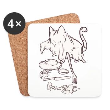 crime scene - halloween cat - Coasters (set of 4) - white - Front