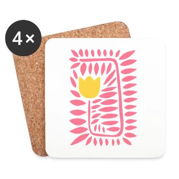 Tulip yellow and pink  - Untersetzer (4er-Set) - Weiß - Vorne