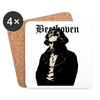 Rebel Noir Beethoven portrait - Coasters (set of 4) - white - Front