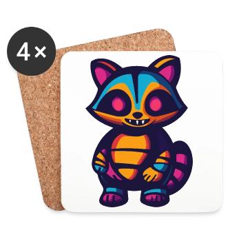 Raccoon Halloween Zombie - Coasters (set of 4) - white - Front