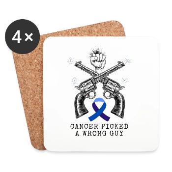 Cancer_picked_a_wrong_guy_Tshirt - Coasters (set of 4) - white - Front