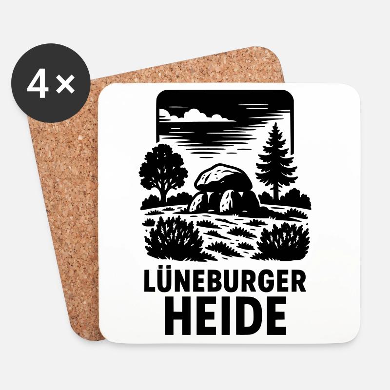 Lüneburger Heide  - Untersetzer (4er-Set) - Weiß