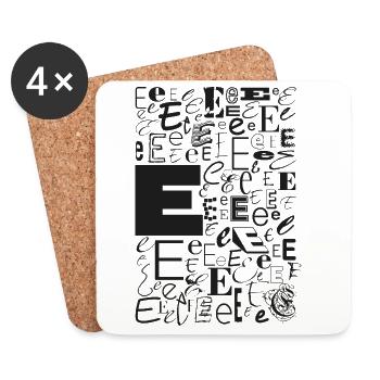 Typo E – Buchstaben Design für Schriftliebhaber - Untersetzer (4er-Set) - Weiß - Vorne