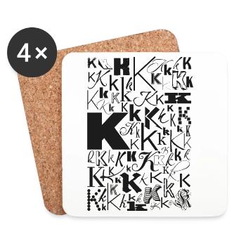 Typo K – Buchstaben Design für Schriftliebhaber - Untersetzer (4er-Set) - Weiß - Vorne