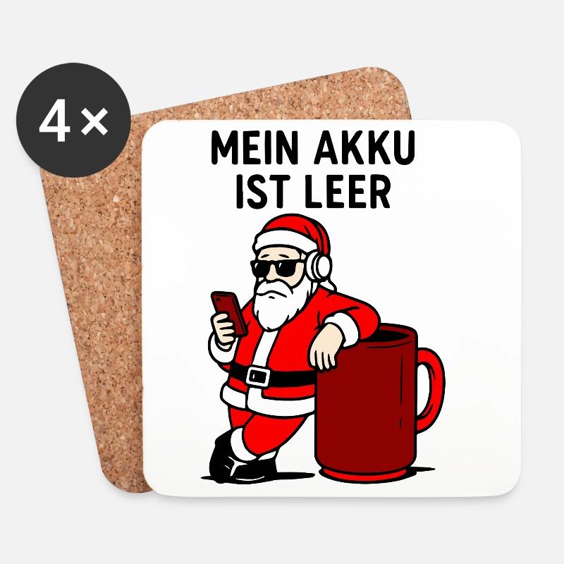 Weihnachts Akku Ausfall - Untersetzer (4er-Set) - Weiß