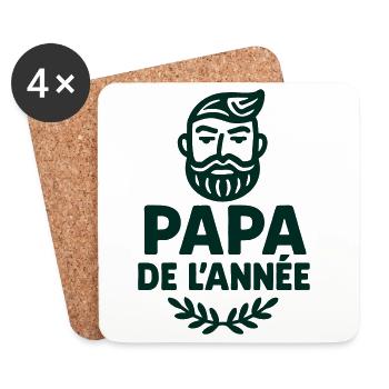 Papa de l'année - Fête des Pères - Dessous de verre (lot de 4) - blanc - Devant