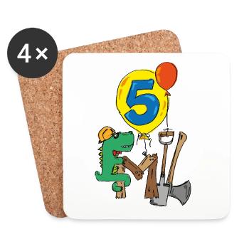 Emil Baustellenkroki fête ses 5 ans - Dessous de verre (lot de 4) - blanc - Devant