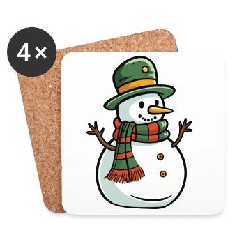 Snowman Winter Christmas - Coasters (set of 4) - white - Front