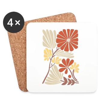 Boho Floral Pattern - Coasters (set of 4) - white - Front