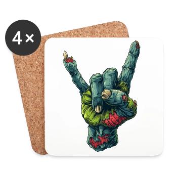 Zombie Hand Rock Sign Illustration - Coasters (set of 4) - white - Front