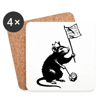Ratte mit Fahne - Untersetzer (4er-Set) - Weiß - Vorne