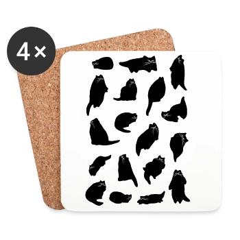 Énergie du chat noir - Dessous de verre (lot de 4) - blanc - Devant