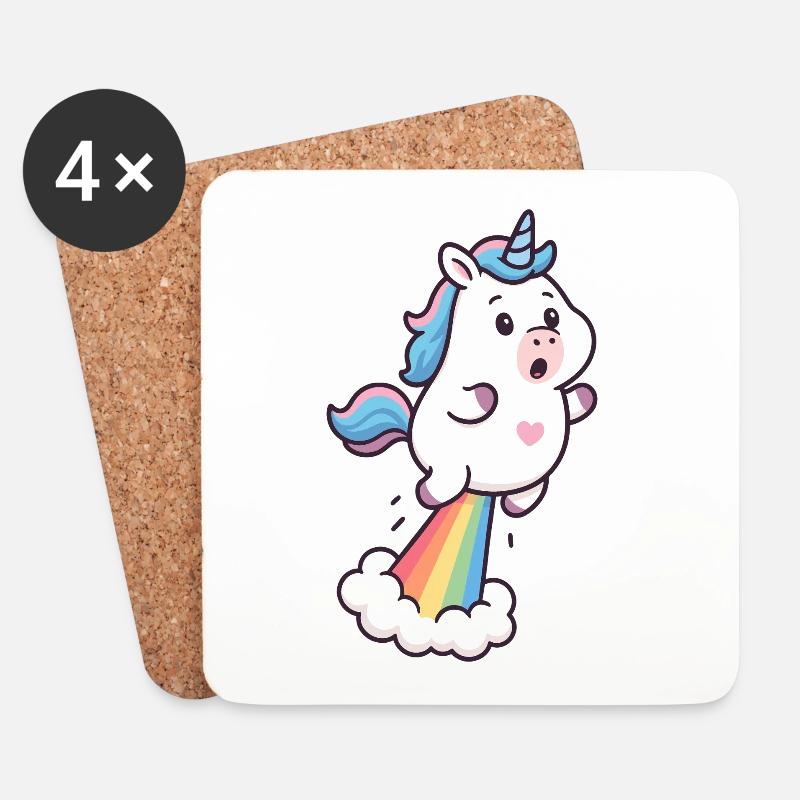 Magisches Einhorn – Niedlicher und Regenbogen-Humor - Untersetzer (4er-Set) - Weiß