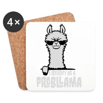 I Identify As A Probllama Cool Lama Problem Spruch - Untersetzer (4er-Set) - Weiß - Vorne