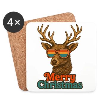 Merry Christmas - Vintage Reindeer - Coasters (set of 4) - white - Front