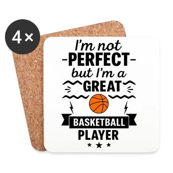 Nicht perfekt aber ein super Basketballer - Untersetzer (4er-Set) - Weiß - Vorne