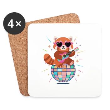 Red Panda Disco Ball Années 80 Rétro Drôle - Dessous de verre (lot de 4) - blanc - Devant