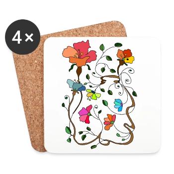 Fleur - Dessous de verre (lot de 4) - blanc - Devant