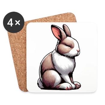 Rabbit Bunny Bunny Long Eared Thumper Ram - Coasters (set of 4) - white - Front