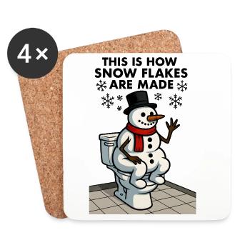 bonhomme de neige sur les toilettes dessin animé drôle - Dessous de verre (lot de 4) - blanc - Devant