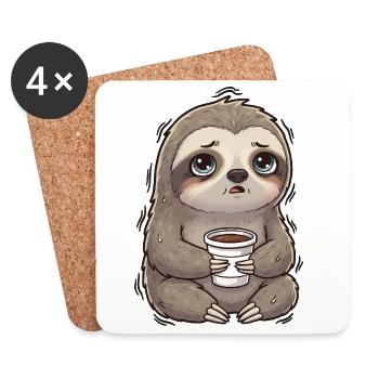 Süßer Faultier Kaffee Kaffeeliebhaber Morgenmuffel - Untersetzer (4er-Set) - Weiß - Vorne