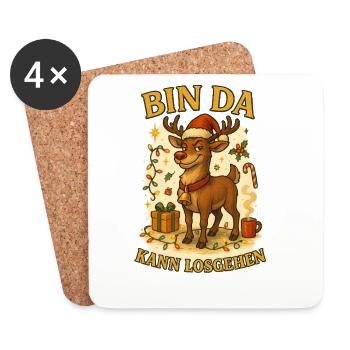 Reindeer with a festive mood - Coasters (set of 4) - white - Front