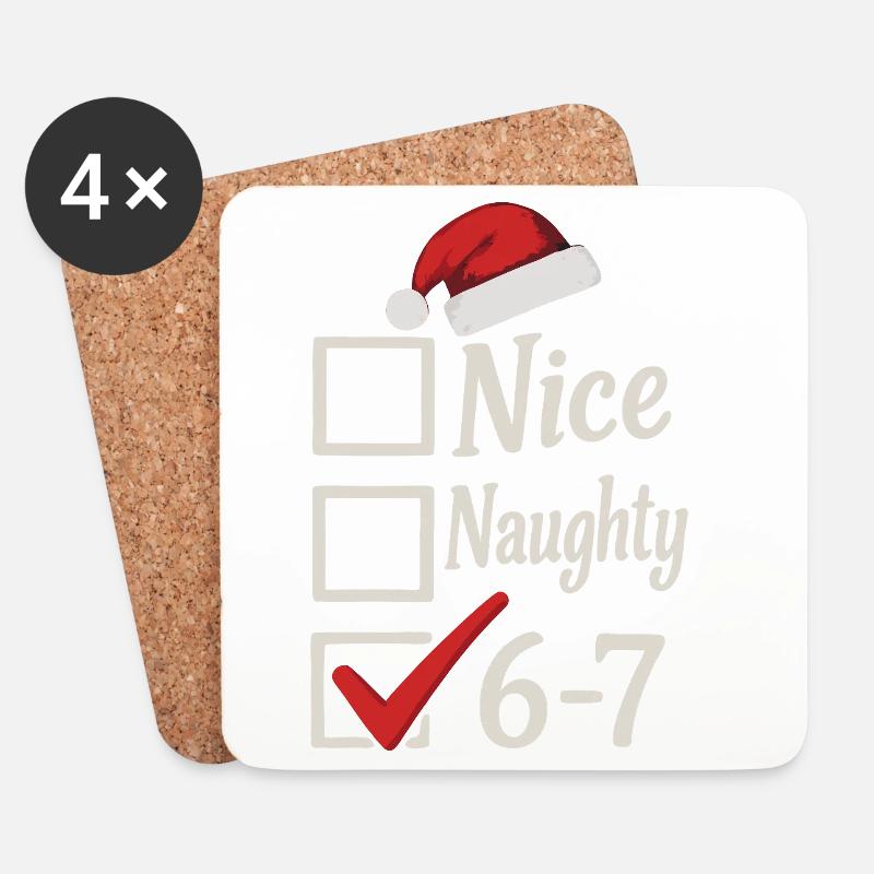 Nice Naughty 67 Christmas Meme - Untersetzer (4er-Set) - Weiß
