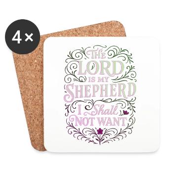 The Lord is my Shepherd Psalm 23 - Coasters (set of 4) - white - Front