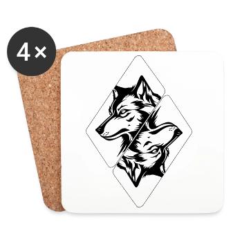 Tête de loup - Dessous de verre (lot de 4) - blanc - Devant