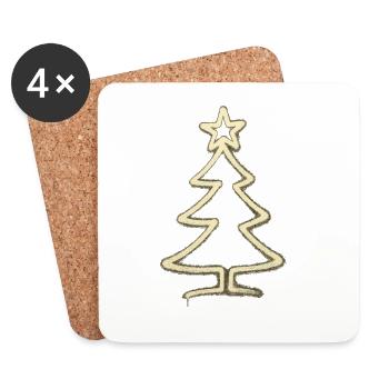 Urban Christmas Tree – One Line Art Weihnachts Des - Coasters (set of 4) - white - Front