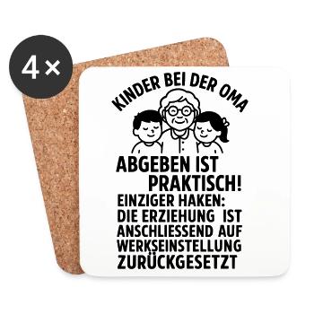 oma kinder erziehung - Untersetzer (4er-Set) - Weiß - Vorne