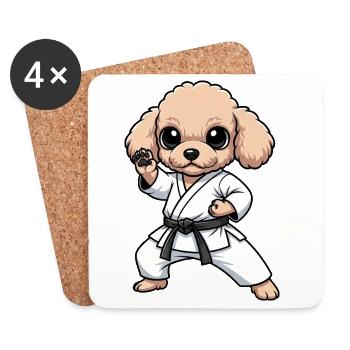 Karate Poodle Dog Martial Arts Self-Confidence - Coasters (set of 4) - white - Front