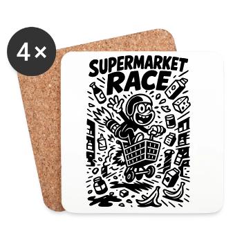 Supermarché Course Enfants Drôle - Dessous de verre (lot de 4) - blanc - Devant
