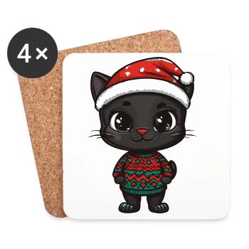 Panther Weihnachten - Untersetzer (4er-Set) - Weiß - Vorne