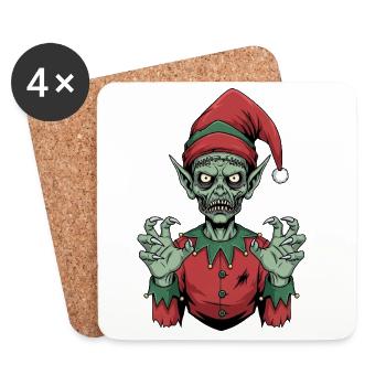 Squelette effrayant Noël Gnome horreur Gesche - Dessous de verre (lot de 4) - blanc - Devant