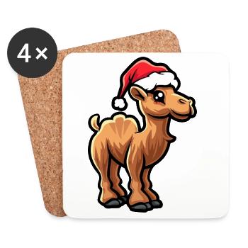 Noël à dos de chameau - Dessous de verre (lot de 4) - blanc - Devant